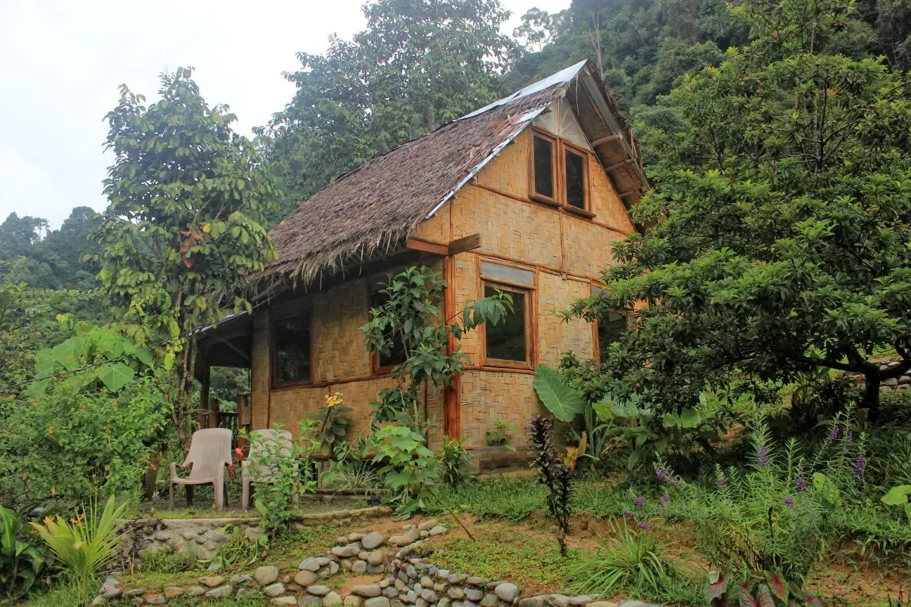 chalet Room - balcony view to Bohorok River - Bukit Lawang rainforest eco-lodge