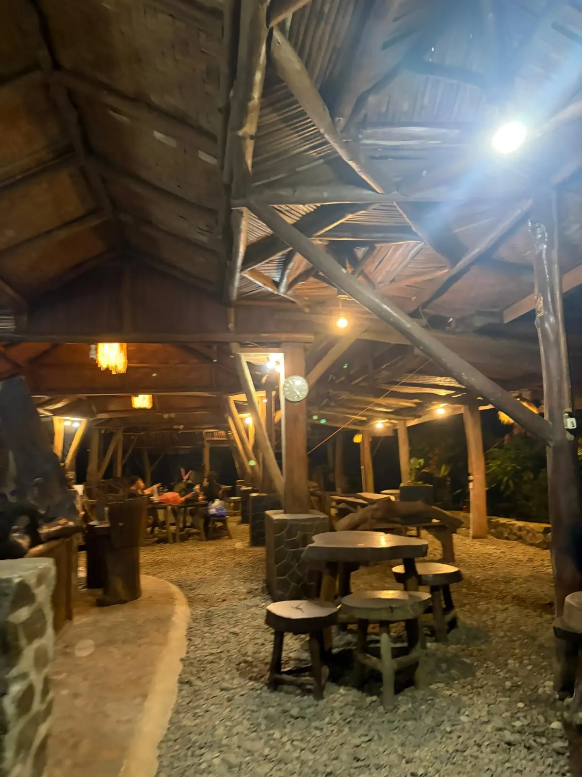 Open-air restaurant at Back to Nature in the evening